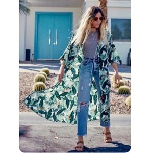 RACHEL ZOE Botanical Palm Tropical Kimono Robe Coverup